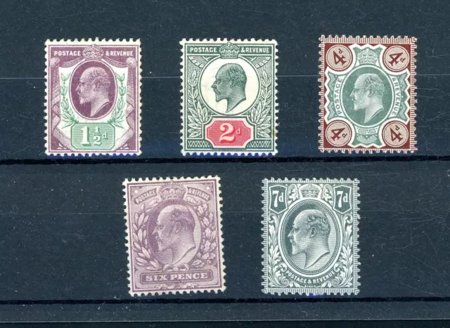 GB 1902  Edward VII  5 Values  L.H.M.    (M048)