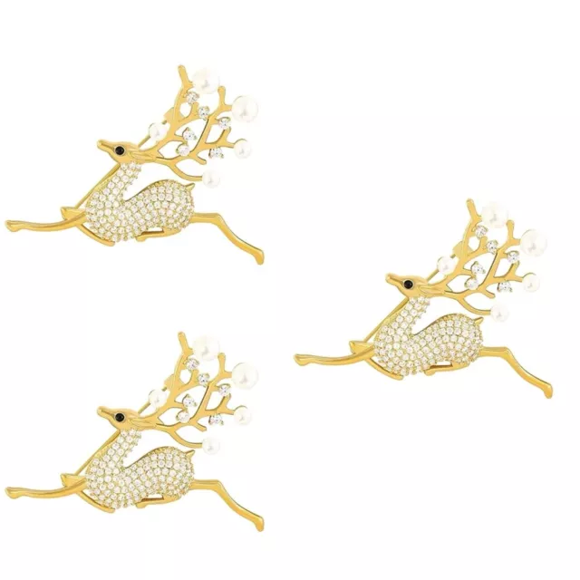 Set of 3 Christmas Elk Brooch Enamel Pin Women’s Hats Aesthetic Suit