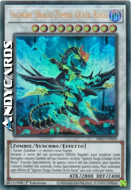 SIGNORE DRAGO ZOMBIE OCCHI ROSSI (Red-Eyes Dragon Lord) Ultra R DIFO IT039 • 1Ed