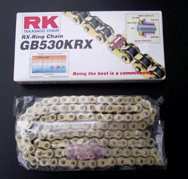 Chaîne RK GB 530 Krx , Kawasaki ZZR 1100 C+D Modèle, ZXT10C/D, 110 Membres