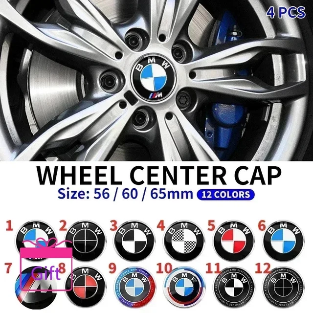 thumbnail image 2 of Set Of 4 Blue Wreath 65mm Wheel Center Cap Stickers Decals For Mercedes Benz - Metallic Finish, Easy Install 2 of 3