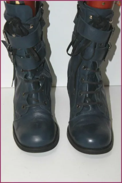 SAN MARINA Bottines à Lacets Cuir Souple Bleu Nuit T 39 TTBE 2