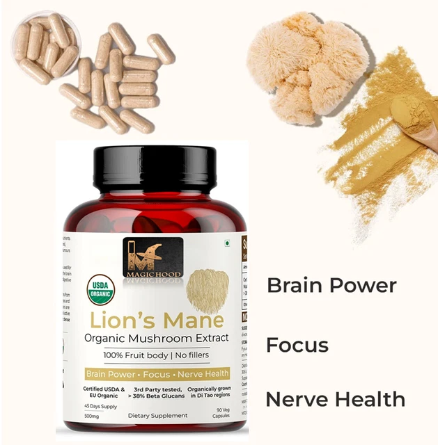 Complément Alimentaire Bio Lion's Mane (crinière De Lion) 1000mg - 30/60/120 Gélules