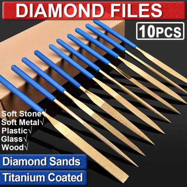 10x Diamant Feilen Set Satz Schlüsselfeile Nadelfeile Raspel Diamantfeile Metall