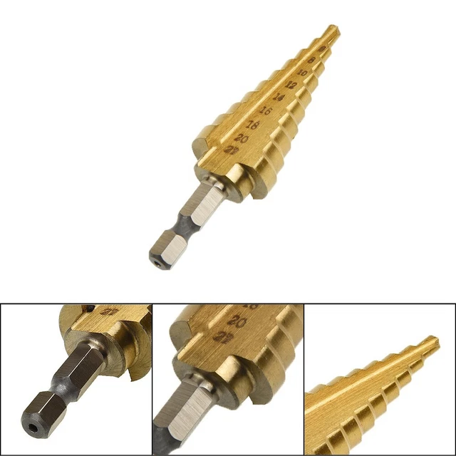 Acier Haute Vitesse Hexagonale Titane Cône Step Drill Bit Trou Couteau for Draps