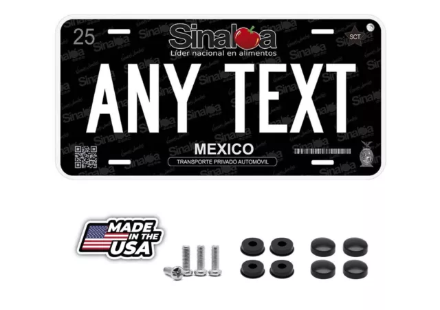 Black Sinaloa Mexico Personalized Novelty Car License Plates Any Text