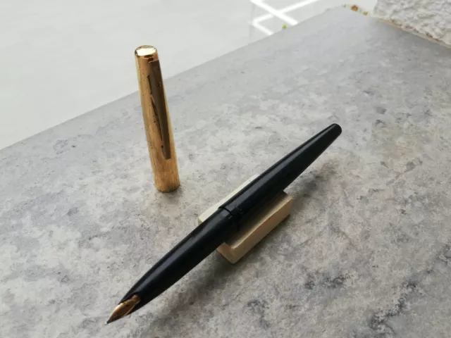 Fountain Pen (Estilografica - N) Sheaffer Modelo Styline Negra Y Plaque Años 60 3