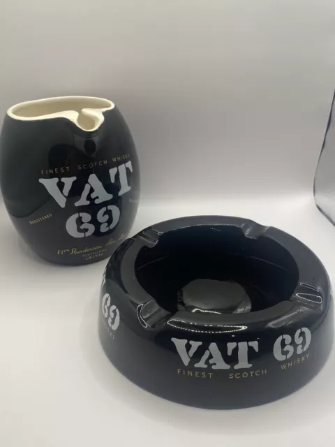 Vintage Rare VAT 69 Scotch Whisky Jug & Ashtray Set  - Mancave - Home Bar