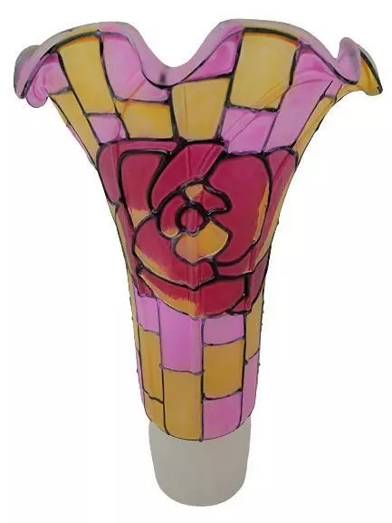 Tulip Lily Flower Glass Lamp Shade Tiffany/Stained Glass Style - 1.19" Fitter