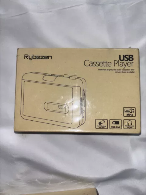Rybozen USB Cassette Player, Portable Walkman Stereo Tape MP3 Converter *Sealed*