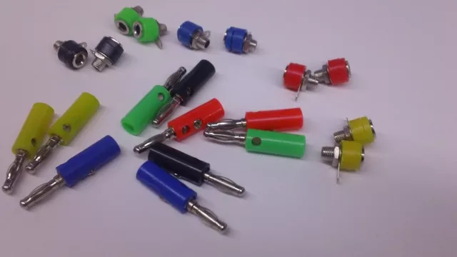 20 pcs - banana plug & socket jack MALE & FEMALE - SCHOOL SUPPLY color coded NEW 3