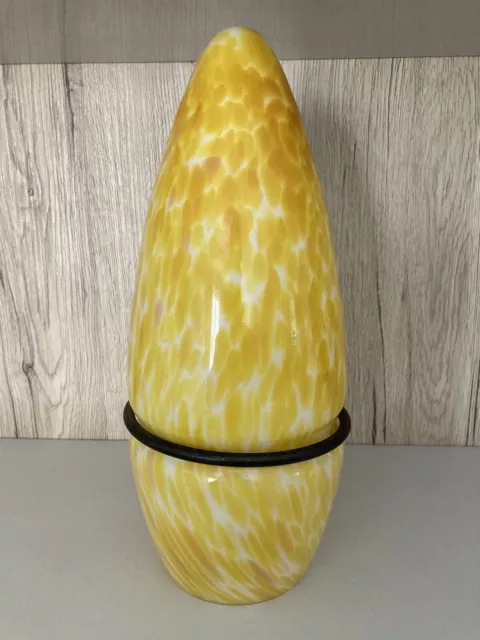 Unusual Original Yellow and Orange Art Deco Cone Lamp Shade 29cm Tall