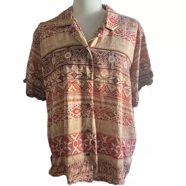 VINTAGE ALFRED DUNNER Shirt Button Up Tribal Short Sleeve Lightweight ...