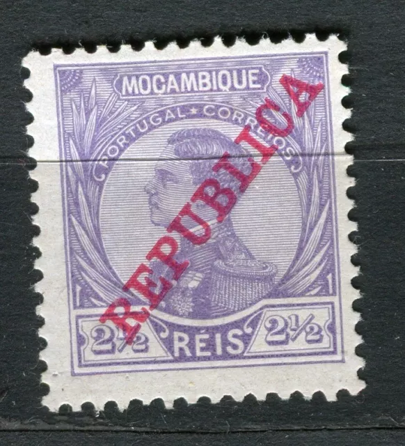 PORTUGUESE; 1911 early REPUBLICA Optd. on Manoel issue Mint hinged 2.5r. value