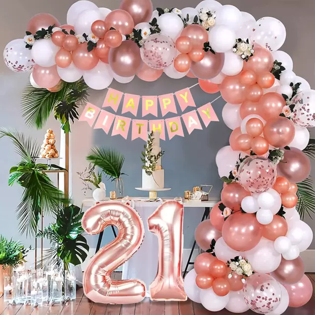 21st Birthday Decorations for Girls, 21st Birthday Balloons, Rose Gold Balloon