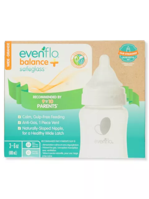 Evenflo Balance+ Safeglass Baby Bottle (3-6 oz.) - white/multi, one size