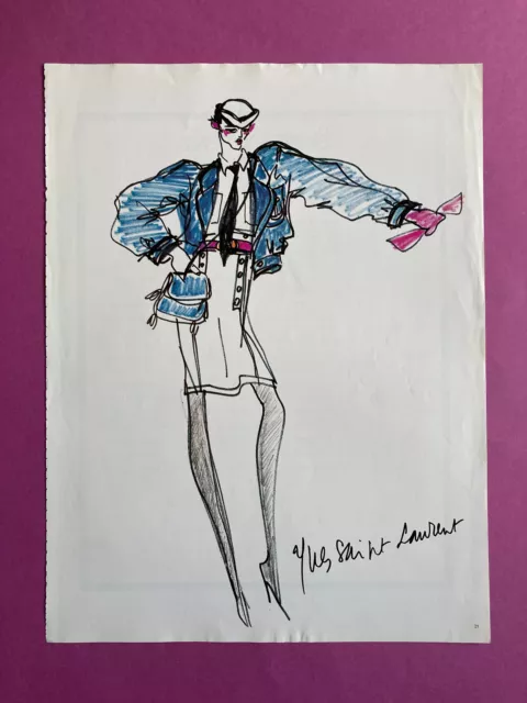 Publicité Dessin Yves Saint Laurent 1979 advertising mode automne hiver fall