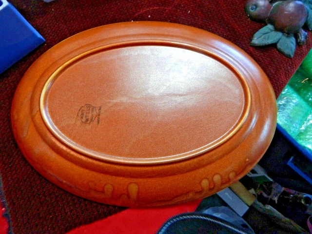 Wells Art Glaze Rust Mottled Homer Laughlin EXtra large Serving Platter 15.75" 7