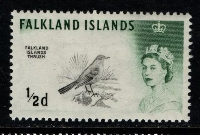 Falkland Islands 1960 1966 Queen Elizabeth II ½d Thrush sideways wmk SG193 Mint