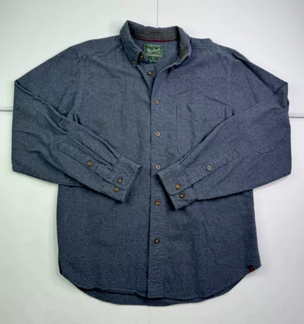 Vtg Woolrich Woolen Mills Mens Chamois Dress Shirt Midnight Blue Heather Size M