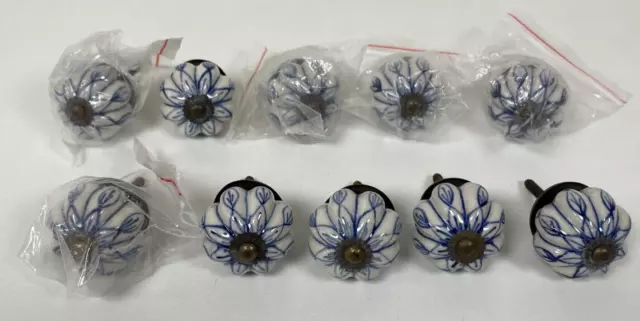 Ceramic Drawer Knobs x 10 pc Hand Painted Door Knobs. Shabby Chic. #7