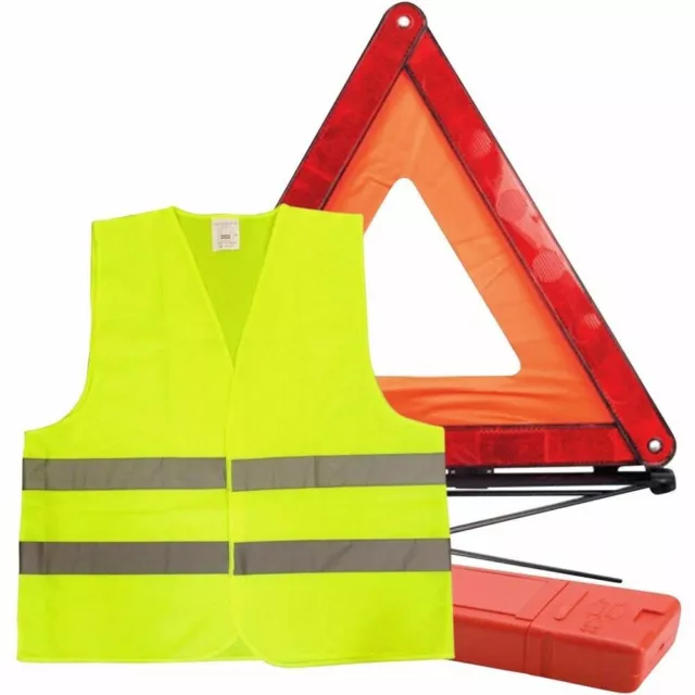 Car Warning Triangle Reflective Emergency Breakdown & High Visibility Vest