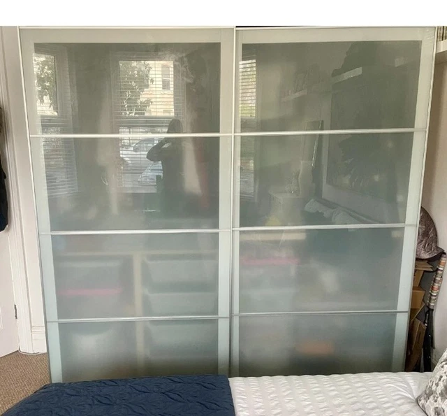 IKEA PAX DOUBLE Wardrobe with Glass Sliding Doors £200.00 PicClick UK
