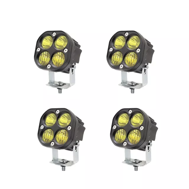 4PCS 3" LED Light Spot Flood Combo Cube Pods Bar Driving Yellow Fog Lamp Offroad