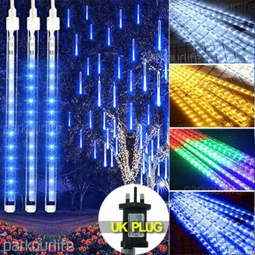 LED METEOR SHOWER Rain Christmas Lights Falling Icicle Outdoor Fairy