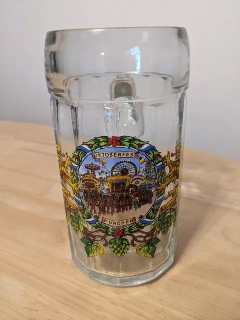 Oktoberfest Munchen 1 Litre Collector's Glass Beer Stein Mug With Decoration