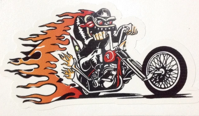 2-Pack Hot Rod Rat Fink Stickers – Biker, Motorcycle, Tools & Guns Design, Glossy Finish