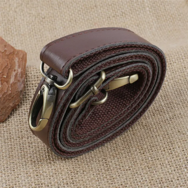 2.5cm Coffee PU Leather Canvas Replacement Crossbody Shoulder Handbag Bag Strap