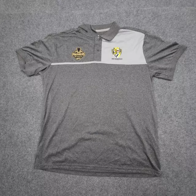 Richmond Tigers Shirt Mens MEDIUM grey AFL short sleeve polo shirt Size M