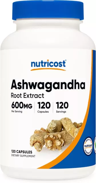 Nutricost Ashwagandha Herbal Supplement 600mg, 120 Capsules - Vegetarian, Non-GM