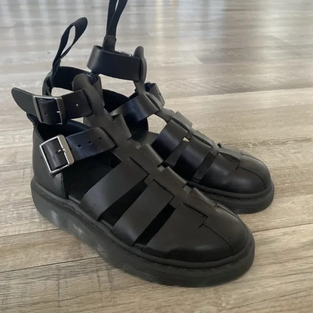 Dr Martens Geraldo Women Size 5 Sandals Gladiator Ankle Strap Black Leather