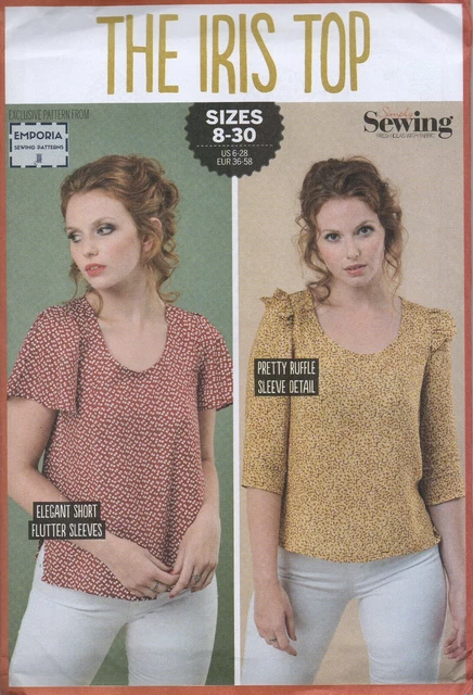SIMPLY SEWING PATTERN for The Iris Top, Flutter Sleeve, Ruffle, Sizes 8 ...