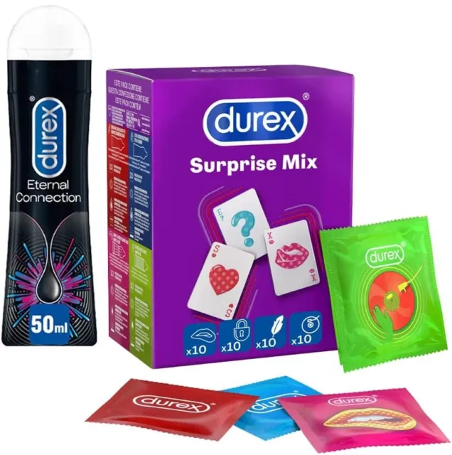 Preservativi DUREX SurpriseMix Box da 40 Profilattici + Gel Lubrificante Eternal