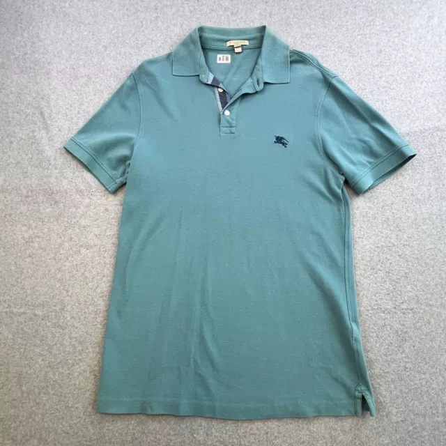 Burberry Brit Shirt Mens Medium Blue Polo Short Sleeve Collared Casual Adult