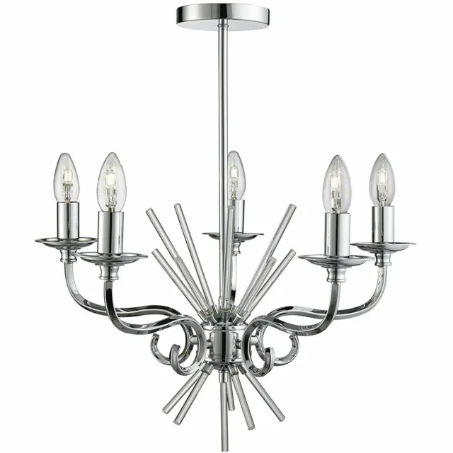 Lighting Collection Chrome Chandelier 5 Arms Ceiling Light Candle Pendant Lamp