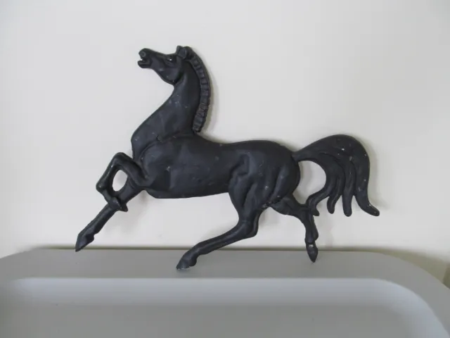 Vtg Cast Aluminum Wall Plaque Decor Horse Black Stallion