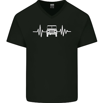 4X4 Heart Beat Pulse Off Road Roading Mens V-Neck Cotton T-Shirt