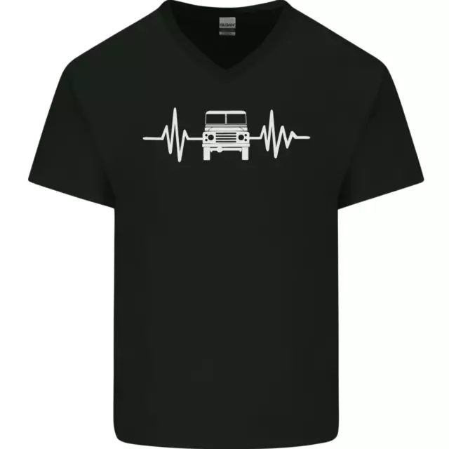 4X4 Heart Beat Pulse Off Road Roading Mens V-Neck Cotton T-Shirt