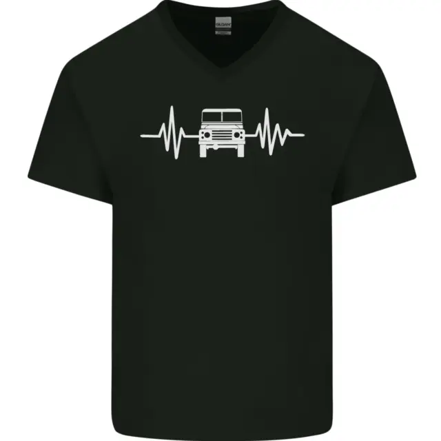 T-shirt 4x4 Heart Beat Pulse Off Roading da uomo scollo a V cotone
