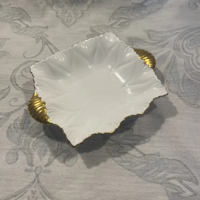 Vintage SHELLEY Fine Bone China Square White Trinket Regency Candy Dish