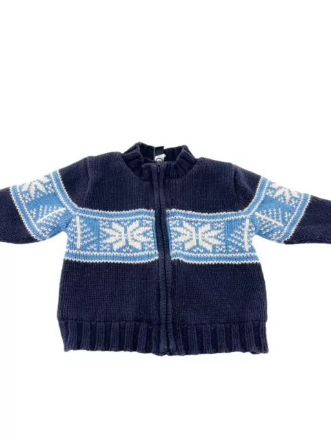 Baby Gap Toddler Fair Isle Cardigan Sweater Wool Blend Snowflake 12-18 Month Vtg