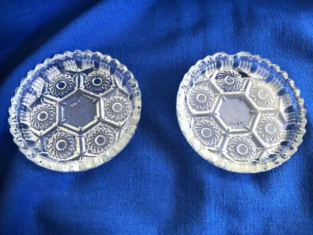 DIAMOND ASHTRAY ~SAWTOOTH ~ CRYSTAL CUT GLASS VINTAGE ~ Made In Italy ~ Set Of 2