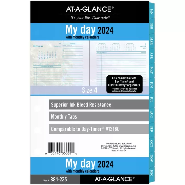 AT-A-GLANCE 2024 Seascapes (381-225) Daily/Monthly Two Page/Day Planner Refill