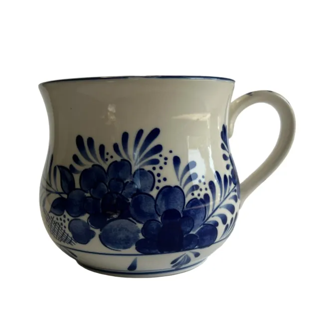Vintage DA 1980s Handpainted Delft Blue Coffee Cup Flowers DALC