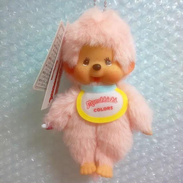 Pink Monchichi COLORS Keychain   Sekiguchi Chimtan Monkey Rabbit Plush Monke 2