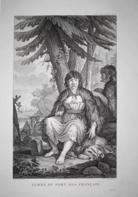 1797 Alaska Lituya Bay America woman costume Perouse Kupferstich engraving